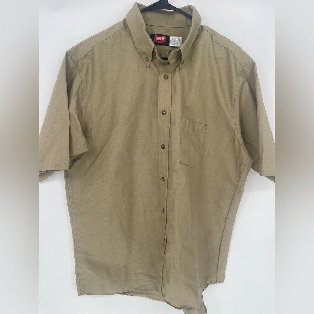 Red kap men's tan short sleeve, button-down shirt, size extra‎ large